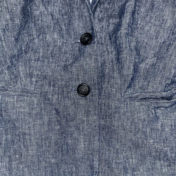Banana Republic Sz 2 Linen Blend Blue 2 Button Blazer - Picture 3 of 9